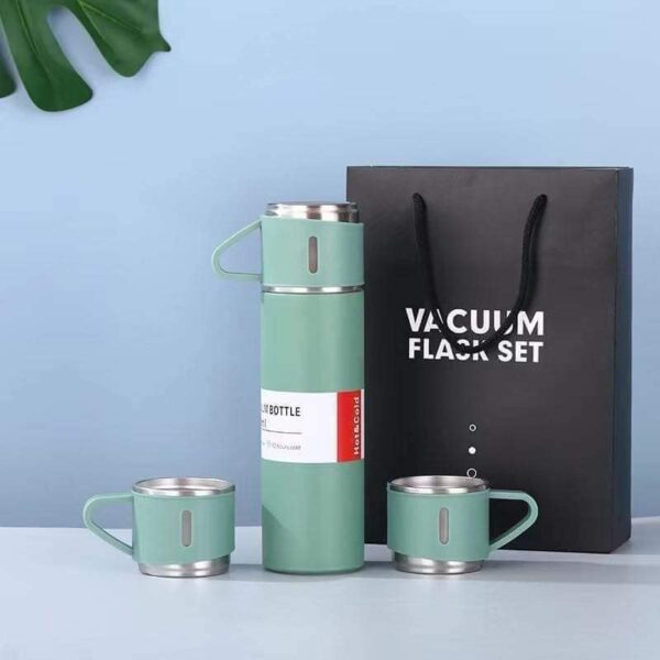 High Quality Stainless Steel Vacuum Flask Set with 3 Steel Cups