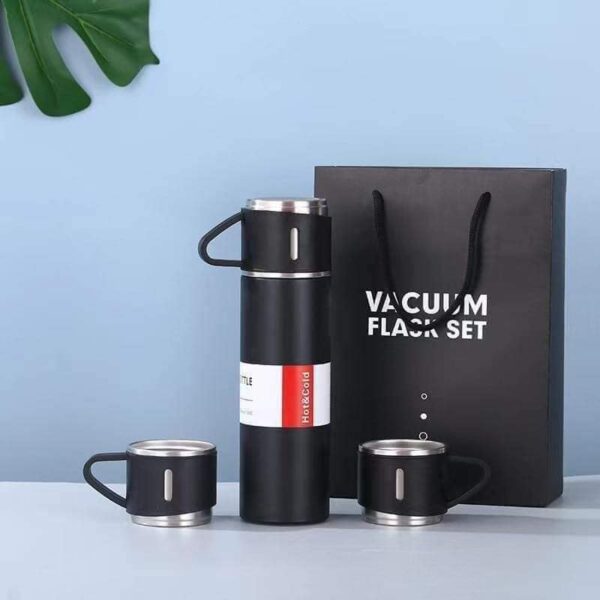 High Quality Stainless Steel Vacuum Flask Set with 3 Steel Cups