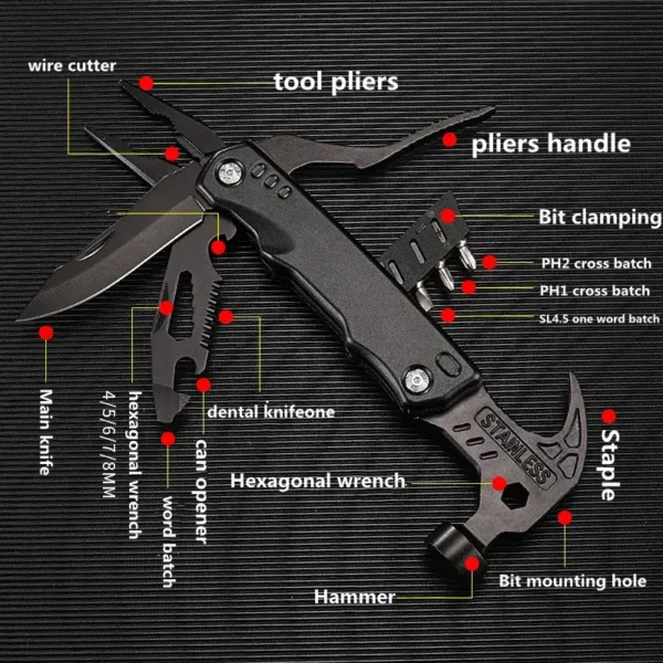 Multifunctional Pliers Multitool Claw Hammer Stainless Steel Tool With Sheath For Outdoor Survival Camping Hiking - Image 2