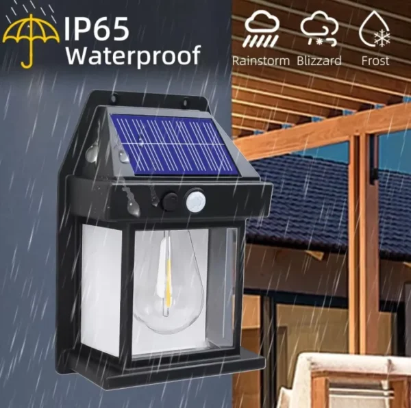 Outdoor Solar Wall Lamp With Motion Sensor Powered Waterproof Light