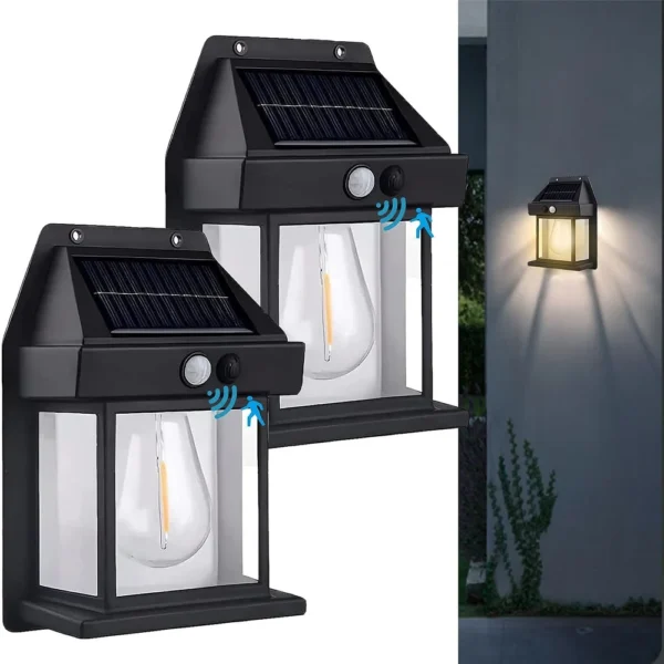 Outdoor Solar Wall Lamp With Motion Sensor Powered Waterproof Light