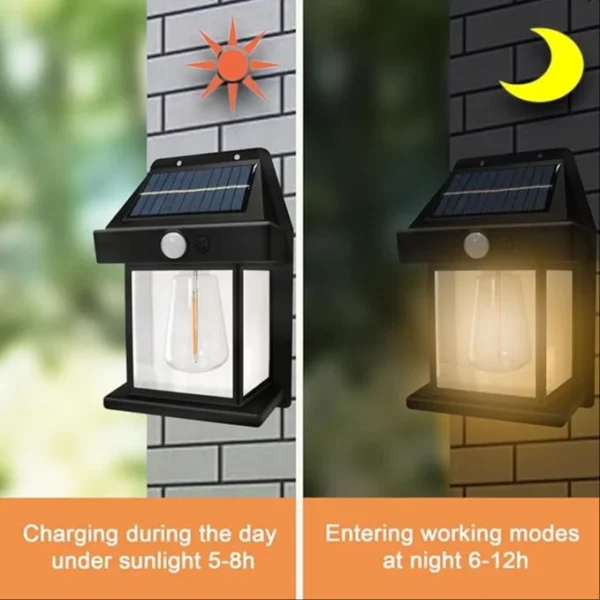 Outdoor Solar Wall Lamp With Motion Sensor Powered Waterproof Light