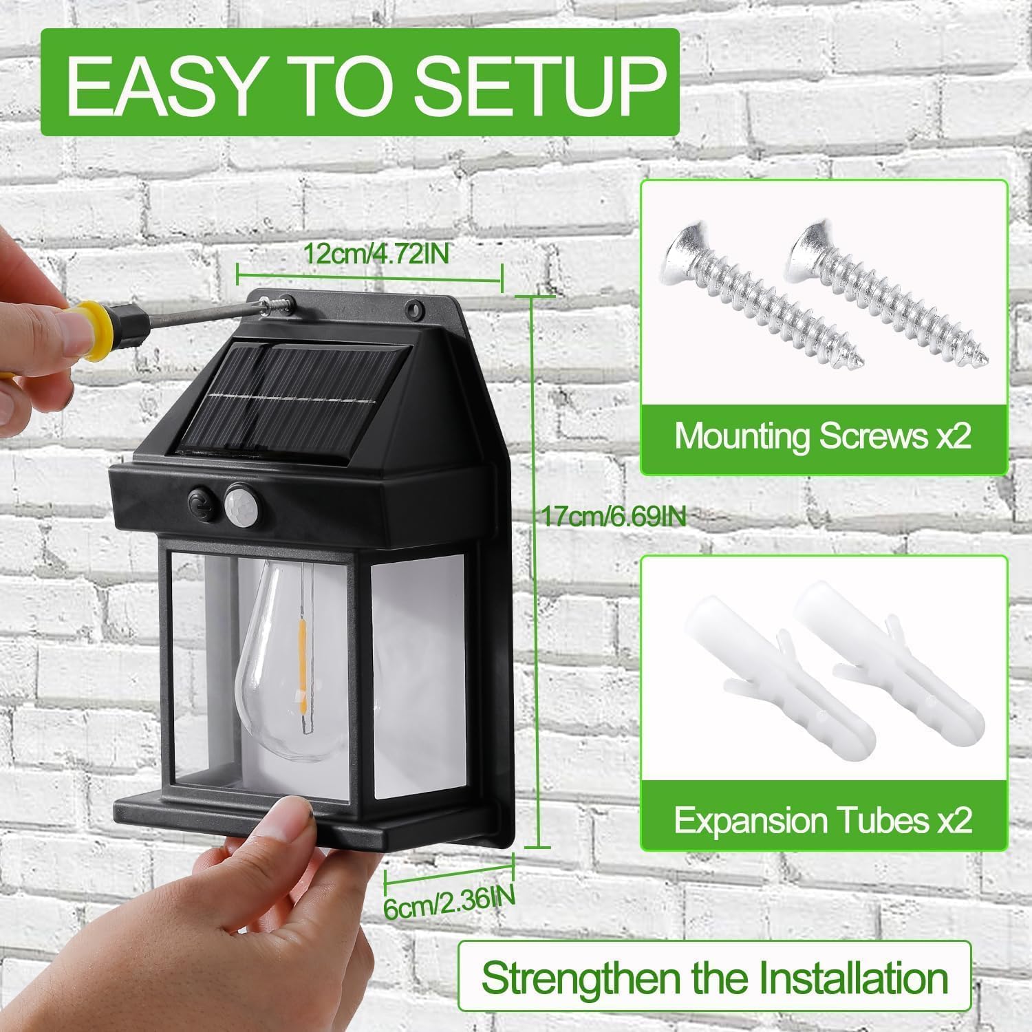 Outdoor Solar Wall Lamp With Motion Sensor Powered Waterproof Light