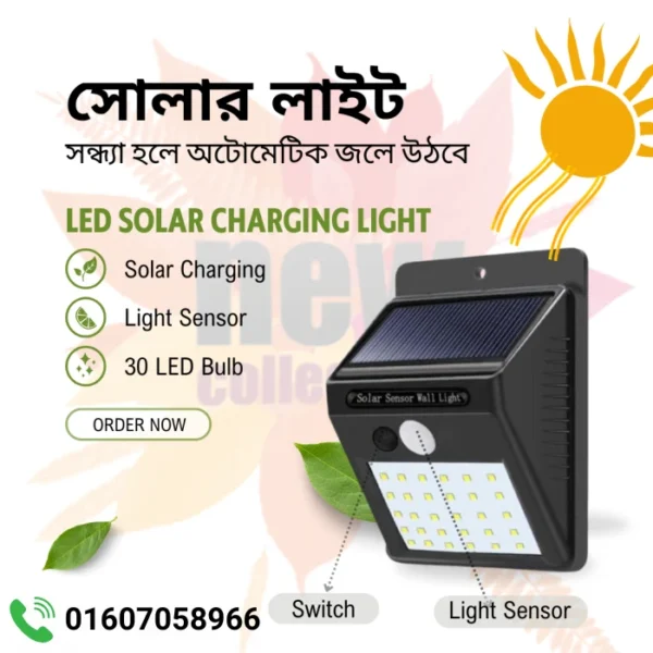 Solar Power LED Motion Sensor Wall Light