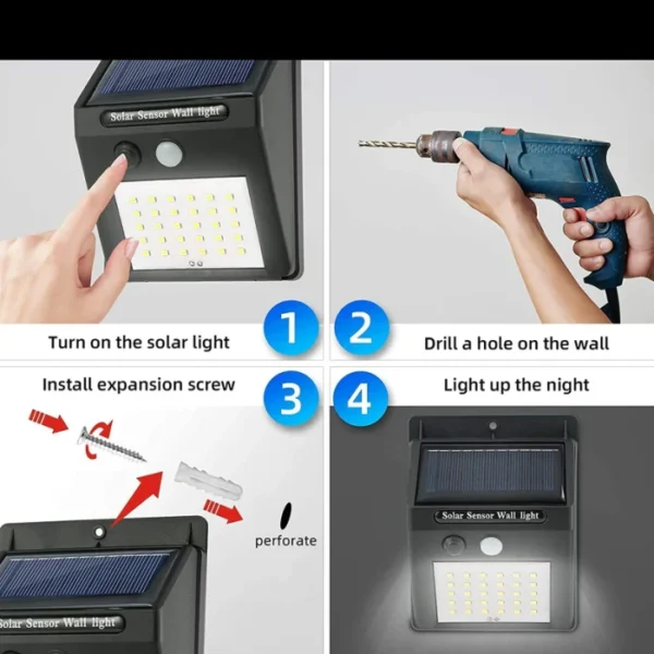 Solar Power LED Motion Sensor Wall Light